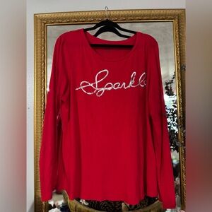 Crown & Ivy Red 'Sparkle' Long Sleeve Tee